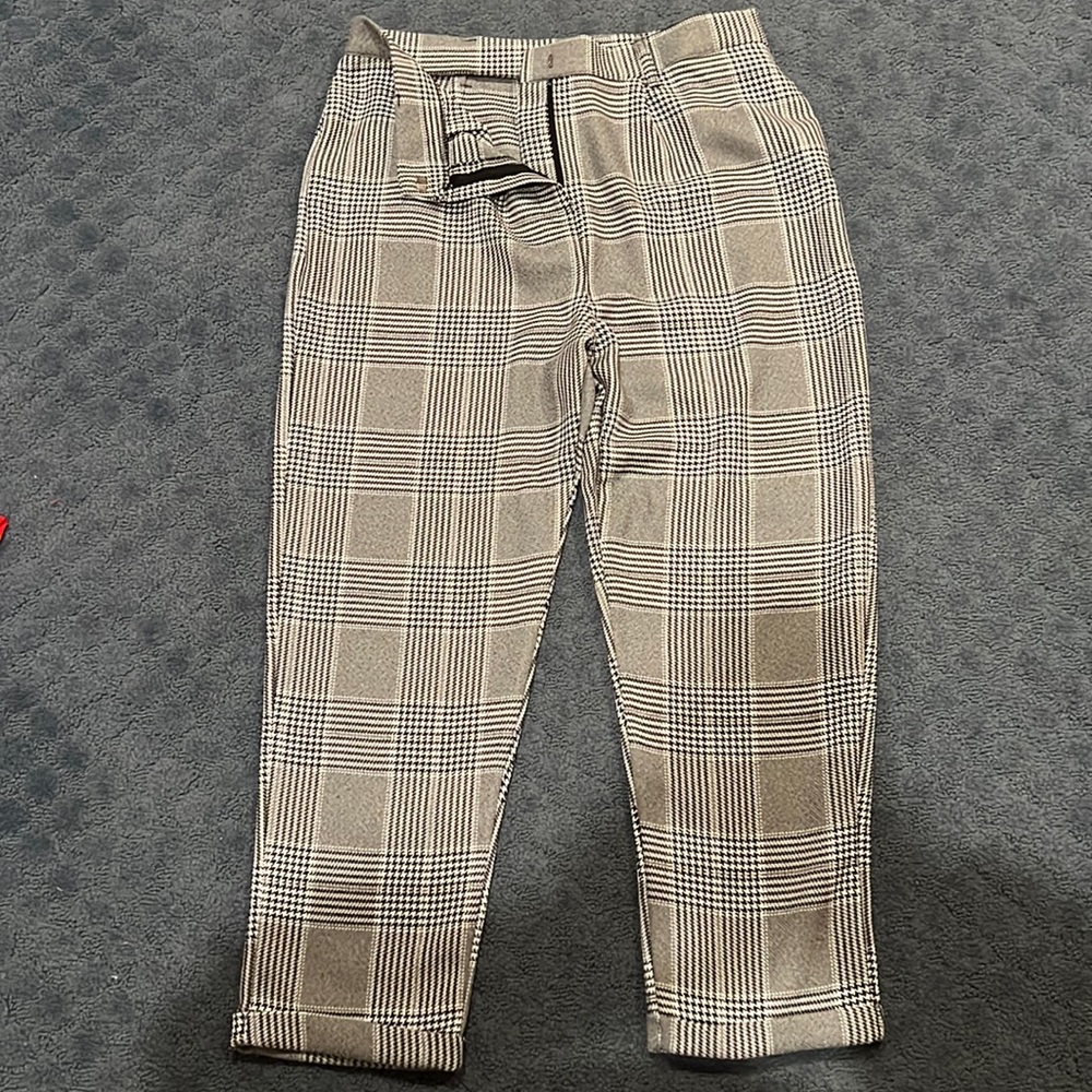 Black And White Plaid Tapered Trousers Size 10
